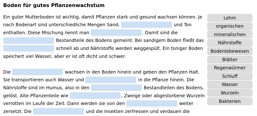 Boden für gutes Pflanzenwachstum